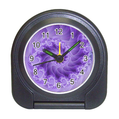 Silky Purple Spiral Fractal Travel Alarm Clock from ArtsNow.com Front