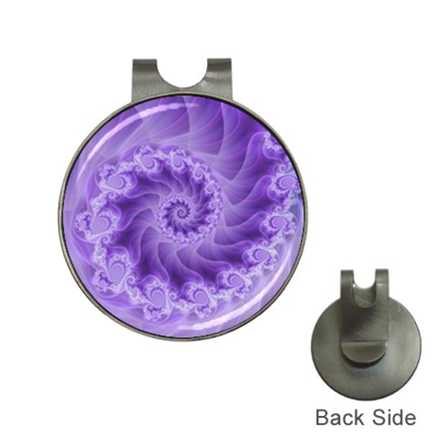 Silky Purple Spiral Fractal Golf Ball Marker Hat Clip from ArtsNow.com Front