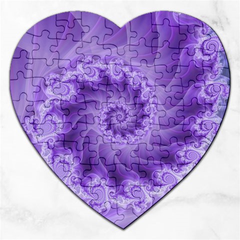 Silky Purple Spiral Fractal Jigsaw Puzzle (Heart) from ArtsNow.com Front