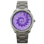 Silky Purple Spiral Fractal Sport Metal Watch