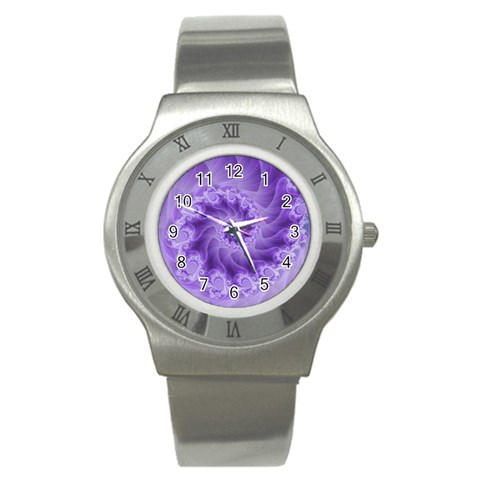 Silky Purple Spiral Fractal Stainless Steel Watch from ArtsNow.com Front