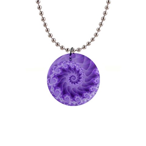 Silky Purple Spiral Fractal 1  Button Necklace from ArtsNow.com Front