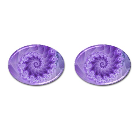 Silky Purple Spiral Fractal Cufflinks (Oval) from ArtsNow.com Front(Pair)