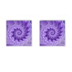 Silky Purple Spiral Fractal Cufflinks (Square)