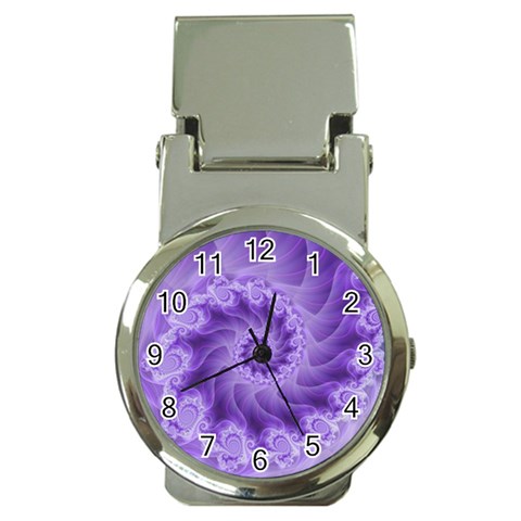 Silky Purple Spiral Fractal Money Clip Watch from ArtsNow.com Front