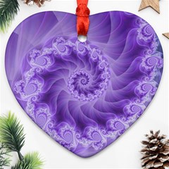 Silky Purple Spiral Fractal Heart Ornament (Two Sides) from ArtsNow.com Front