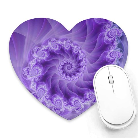 Silky Purple Spiral Fractal Heart Mousepad from ArtsNow.com Front