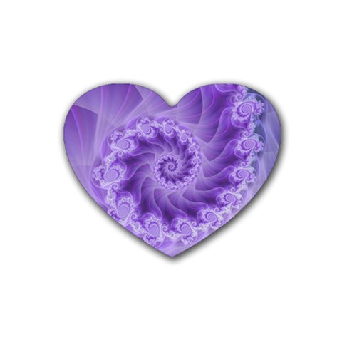 Silky Purple Spiral Fractal Rubber Coaster (Heart) from ArtsNow.com Front