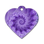 Silky Purple Spiral Fractal Dog Tag Heart (One Side)