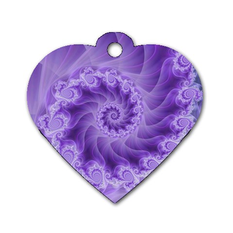 Silky Purple Spiral Fractal Dog Tag Heart (Two Sides) from ArtsNow.com Front