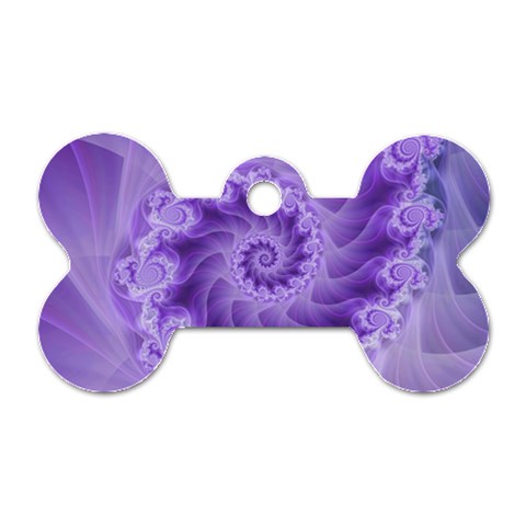 Silky Purple Spiral Fractal Dog Tag Bone (One Side) from ArtsNow.com Front