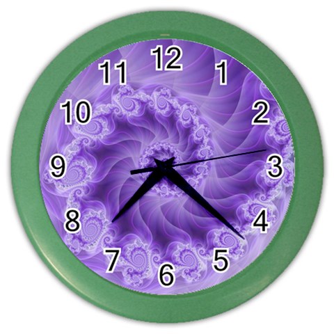 Silky Purple Spiral Fractal Color Wall Clock from ArtsNow.com Front