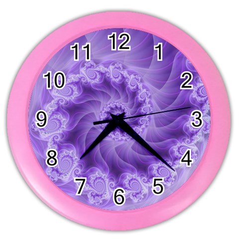 Silky Purple Spiral Fractal Color Wall Clock from ArtsNow.com Front