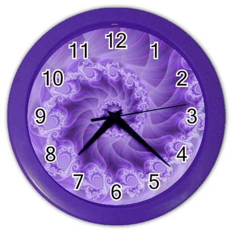 Silky Purple Spiral Fractal Color Wall Clock from ArtsNow.com Front