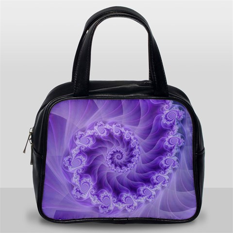 Silky Purple Spiral Fractal Classic Handbag (One Side) from ArtsNow.com Front