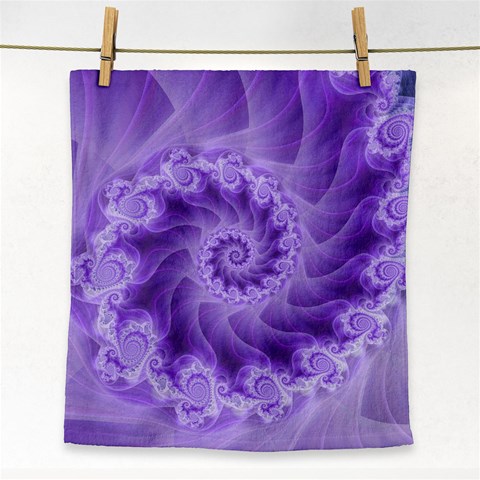 Silky Purple Spiral Fractal Face Towel from ArtsNow.com Front