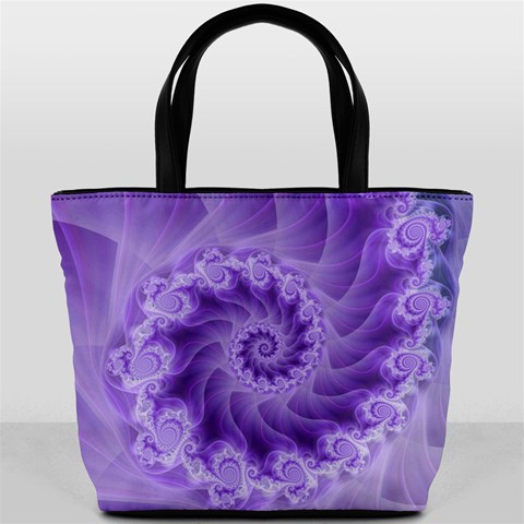 Silky Purple Spiral Fractal Bucket Bag from ArtsNow.com Front