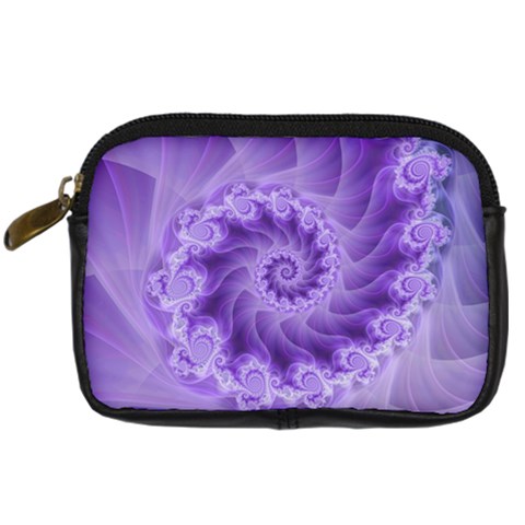 Silky Purple Spiral Fractal Digital Camera Leather Case from ArtsNow.com Front