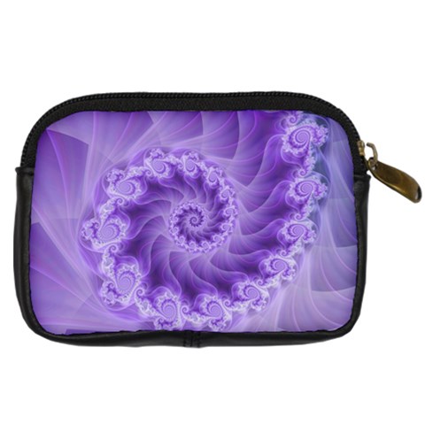 Silky Purple Spiral Fractal Digital Camera Leather Case from ArtsNow.com Back