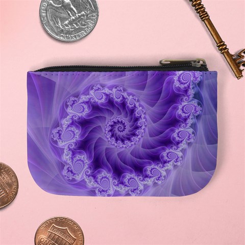 Silky Purple Spiral Fractal Mini Coin Purse from ArtsNow.com Back