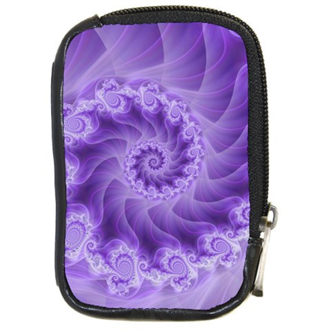 Silky Purple Spiral Fractal Compact Camera Leather Case from ArtsNow.com Front