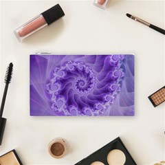 Silky Purple Spiral Fractal Cosmetic Bag (Small) from ArtsNow.com Front