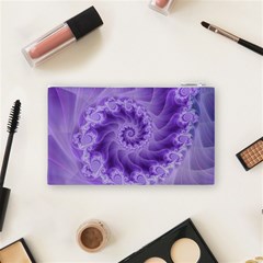 Silky Purple Spiral Fractal Cosmetic Bag (Small) from ArtsNow.com Back