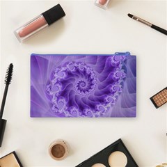 Silky Purple Spiral Fractal Cosmetic Bag (Small) from ArtsNow.com Back