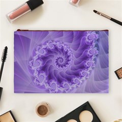 Silky Purple Spiral Fractal Cosmetic Bag (Large) from ArtsNow.com Front