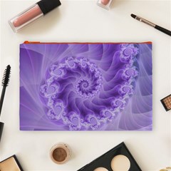 Silky Purple Spiral Fractal Cosmetic Bag (Large) from ArtsNow.com Front