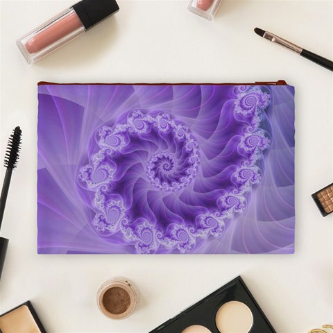 Silky Purple Spiral Fractal Cosmetic Bag (Large) from ArtsNow.com Back