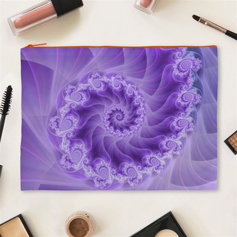 Silky Purple Spiral Fractal Cosmetic Bag (XL) from ArtsNow.com Front