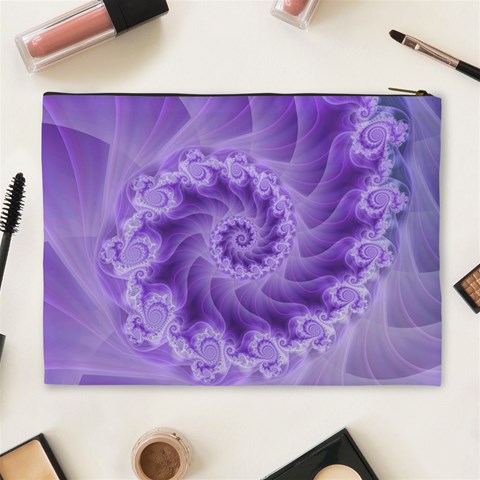 Silky Purple Spiral Fractal Cosmetic Bag (XL) from ArtsNow.com Back