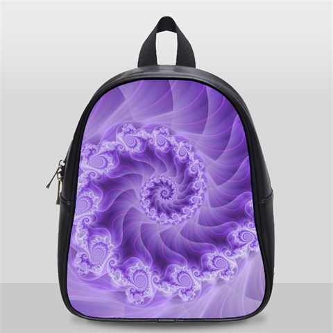 Silky Purple Spiral Fractal School Bag (Small) from ArtsNow.com Front