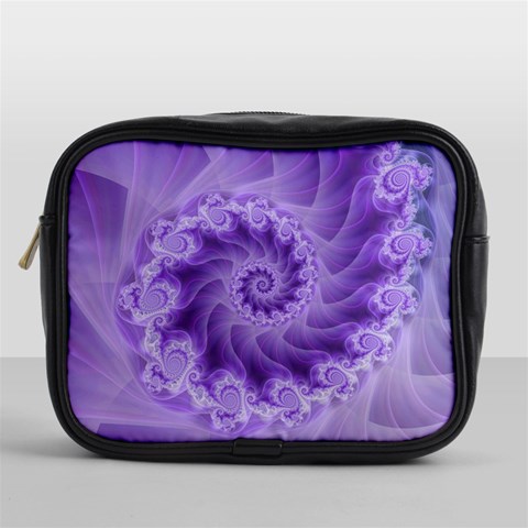 Silky Purple Spiral Fractal Mini Toiletries Bag (One Side) from ArtsNow.com Front