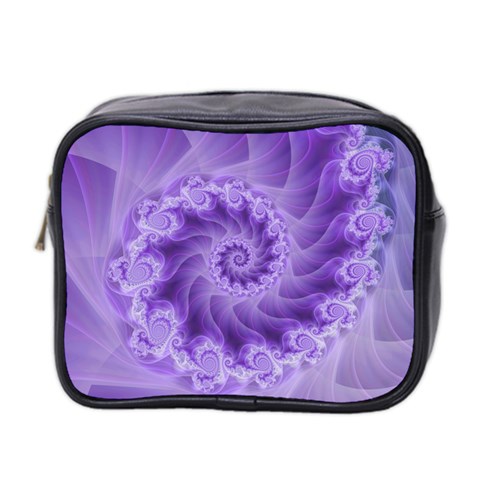 Silky Purple Spiral Fractal Mini Toiletries Bag (Two Sides) from ArtsNow.com Front