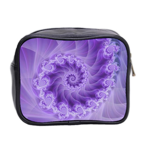 Silky Purple Spiral Fractal Mini Toiletries Bag (Two Sides) from ArtsNow.com Back