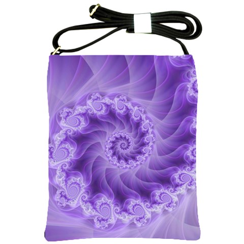 Silky Purple Spiral Fractal Shoulder Sling Bag from ArtsNow.com Front