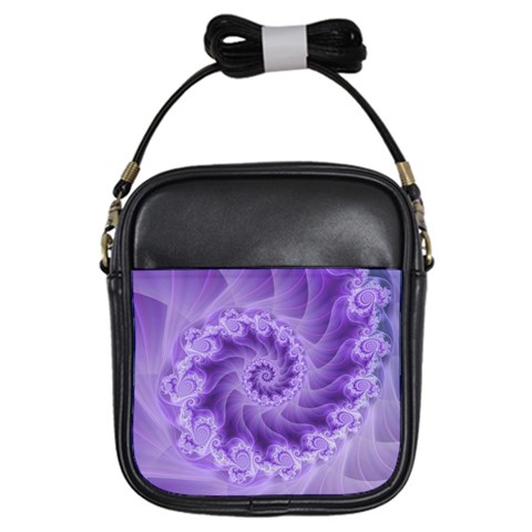 Silky Purple Spiral Fractal Girls Sling Bag from ArtsNow.com Front