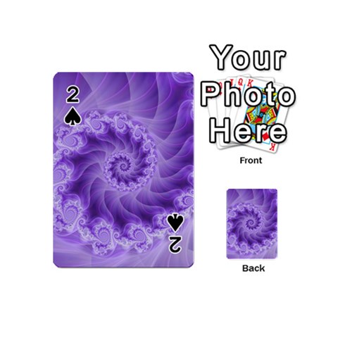 Silky Purple Spiral Fractal Playing Cards 54 (Mini) from ArtsNow.com Front - Spade2