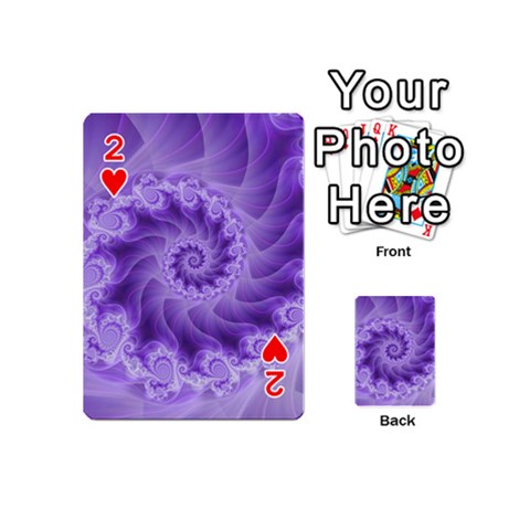 Silky Purple Spiral Fractal Playing Cards 54 (Mini) from ArtsNow.com Front - Heart2