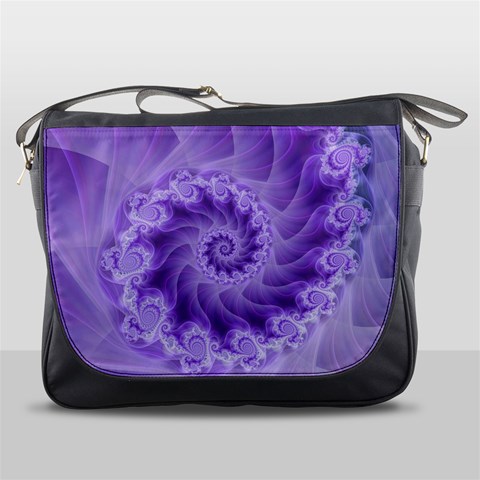 Silky Purple Spiral Fractal Messenger Bag from ArtsNow.com Front