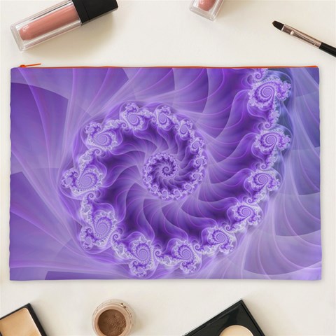 Silky Purple Spiral Fractal Cosmetic Bag (XXL) from ArtsNow.com Front