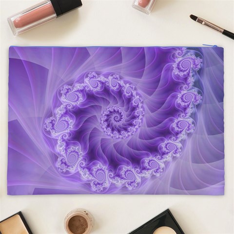 Silky Purple Spiral Fractal Cosmetic Bag (XXL) from ArtsNow.com Back