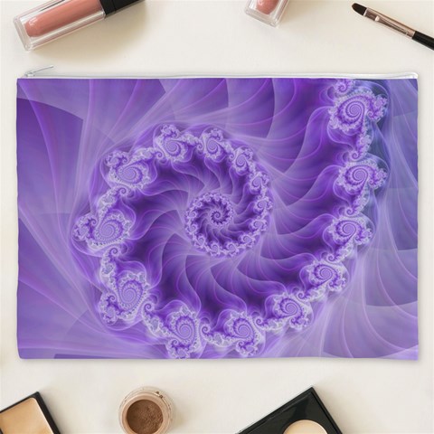 Silky Purple Spiral Fractal Cosmetic Bag (XXXL) from ArtsNow.com Front