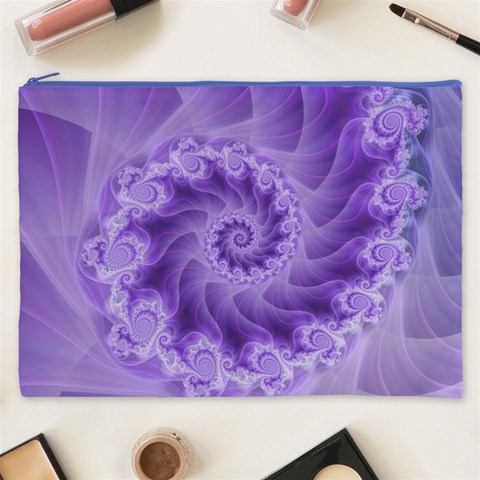 Silky Purple Spiral Fractal Cosmetic Bag (XXXL) from ArtsNow.com Front