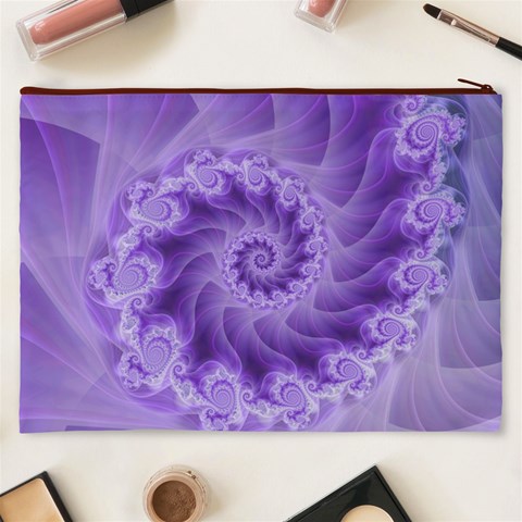 Silky Purple Spiral Fractal Cosmetic Bag (XXXL) from ArtsNow.com Back