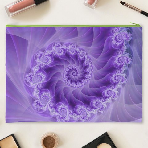 Silky Purple Spiral Fractal Cosmetic Bag (XXXL) from ArtsNow.com Back