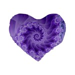 Silky Purple Spiral Fractal Standard 16  Premium Heart Shape Cushion 