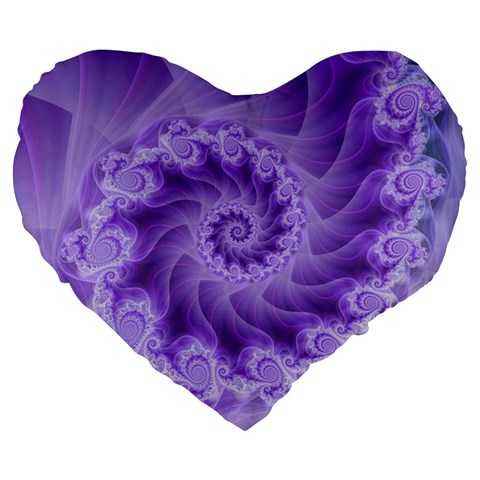 Silky Purple Spiral Fractal Large 19  Premium Heart Shape Cushion from ArtsNow.com Front